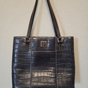 Dooney & Bourke Croc-Embossed Navy Small Lexington Leather Tote